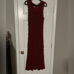Zara Brick rust crochet dress. Never worn. Size medium. Lined
